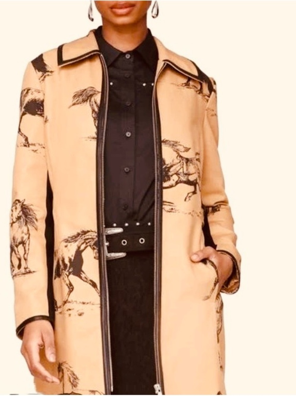 Avec Les Filles Western Print Trench Coat - NWT - Picture 7 of 11